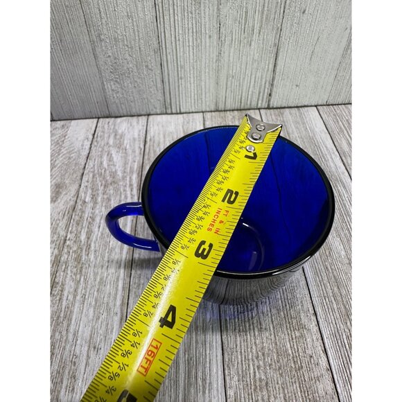 Vtg Cobalt Blue Cups 2.75" Tall and Saucers 5" DIA Depression Glass - Set of 4 - Picture 10 of 12
